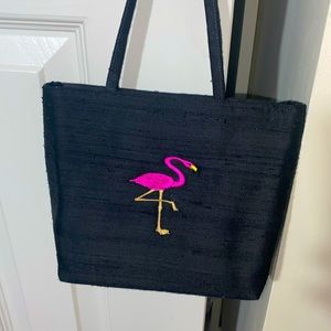 🦩Black silk Flamingo evening purse🎩